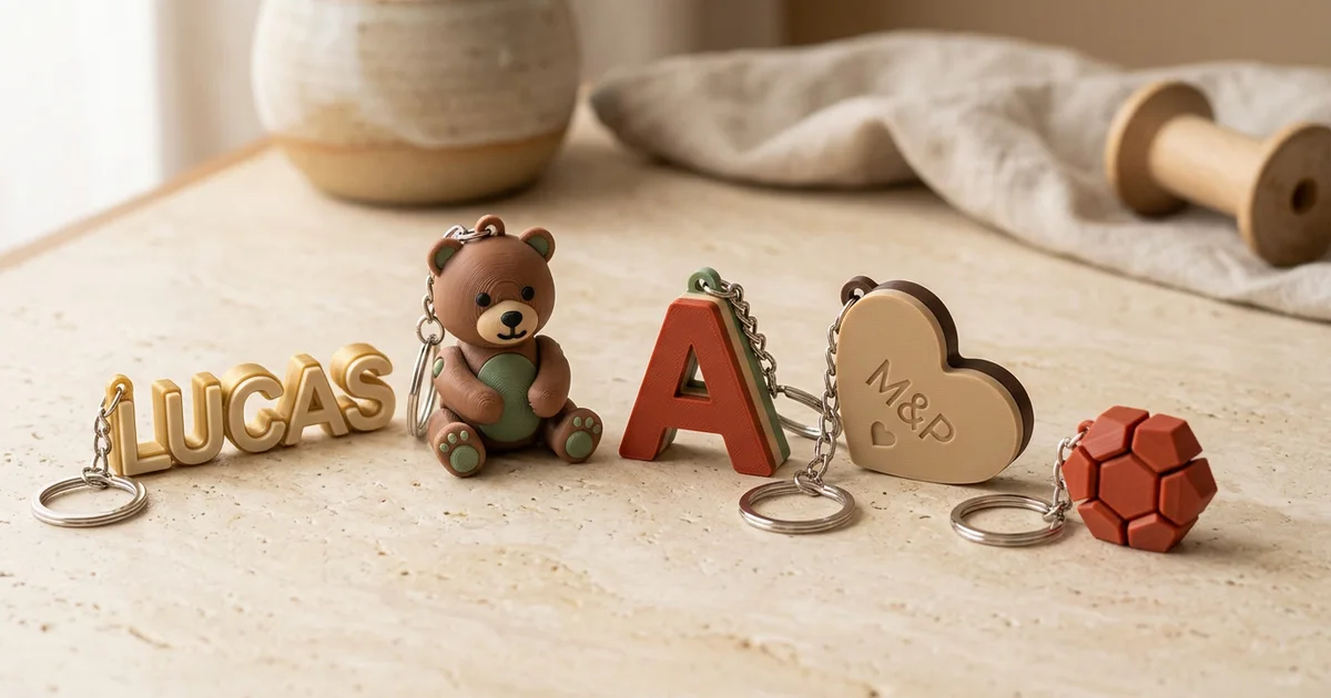 Colección de llaveros personalizados impresos en 3D de Yatzar
